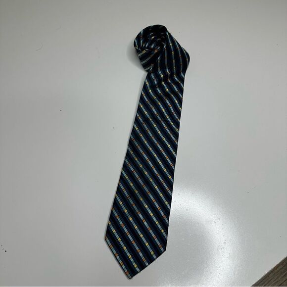 Bruno Piattelli Navy/Orange/Yellow Designer Tie - Picture 3 of 10